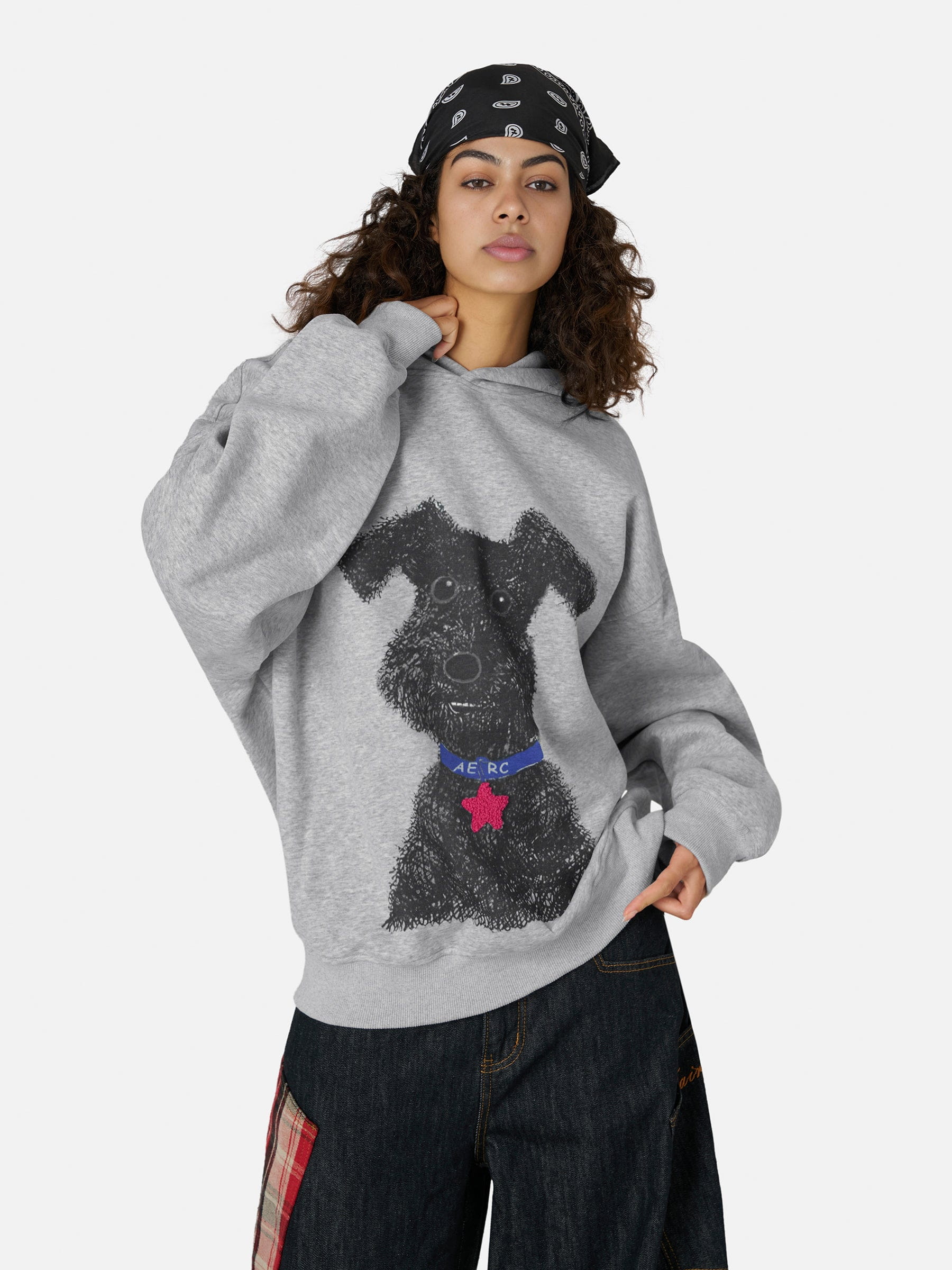 Graffiti Dog Graphic Oversized Hoodie