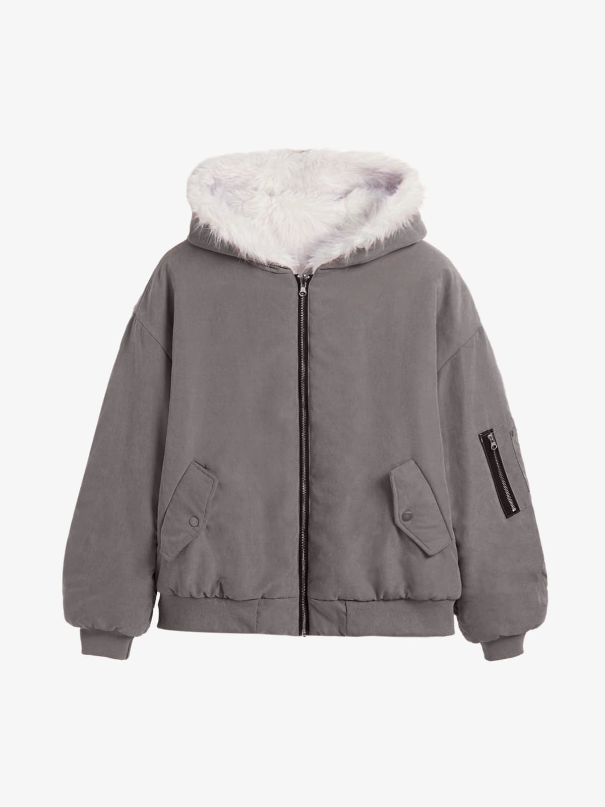 Oversized Reversible Fur Hooded Jacket