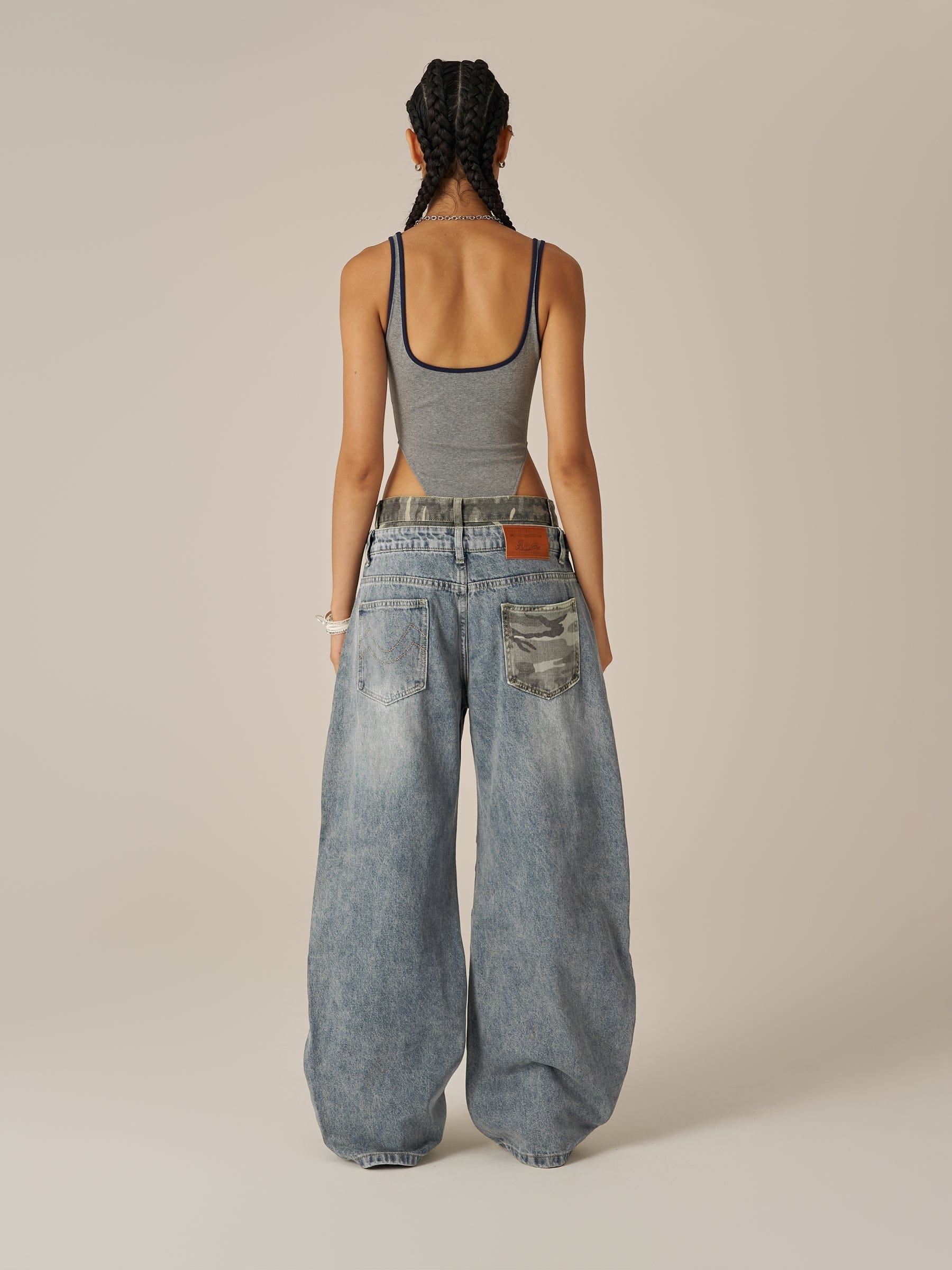 Baggy Barrel Double Waist Jeans