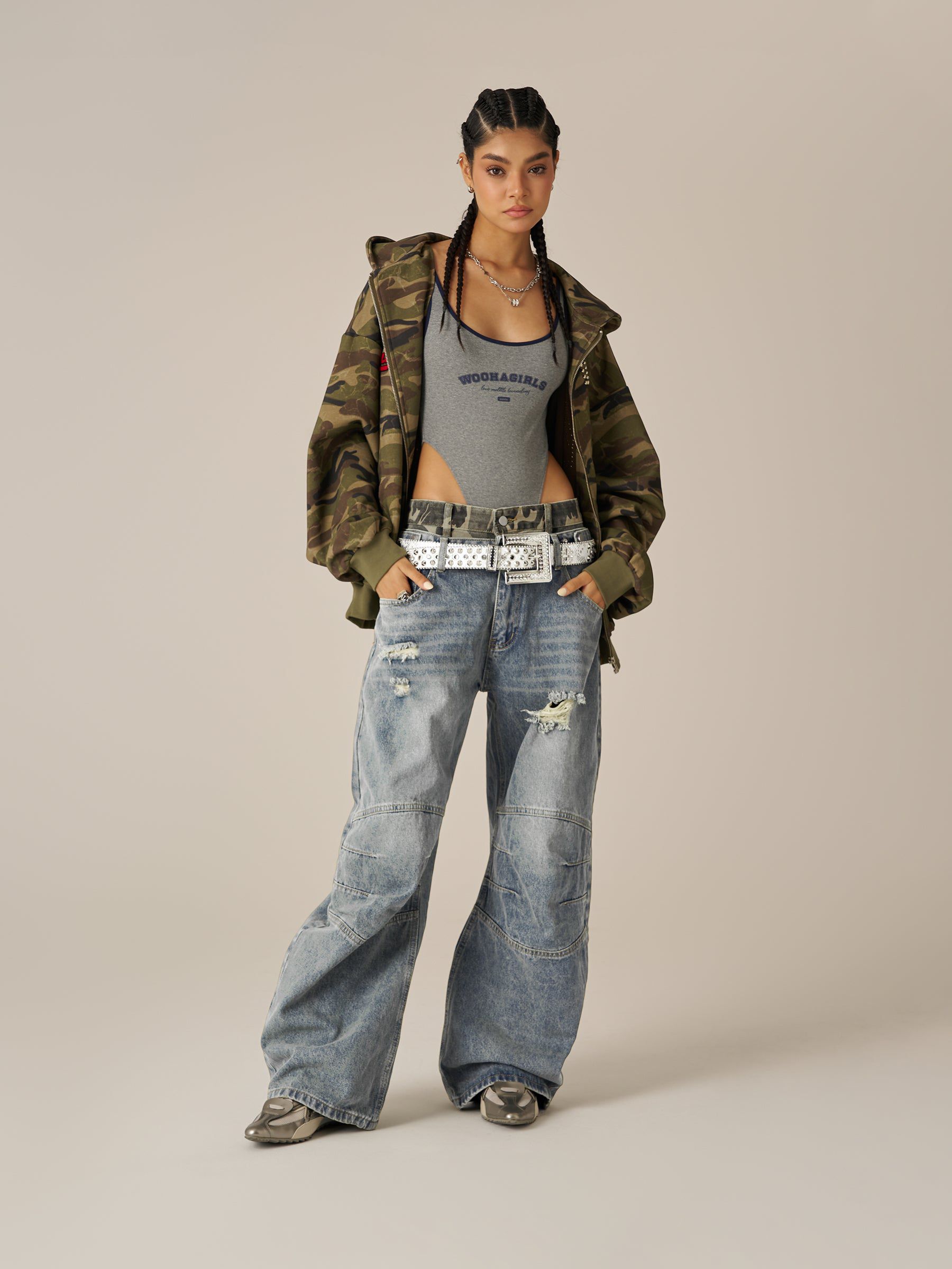 Baggy Barrel Double Waist Jeans