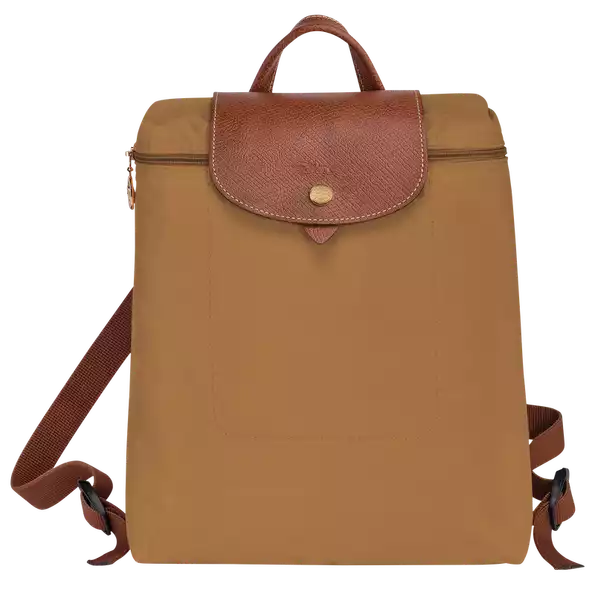 Longchamp Foldable Recycled Nylon Le Pliage Backpack with Gold Hardware