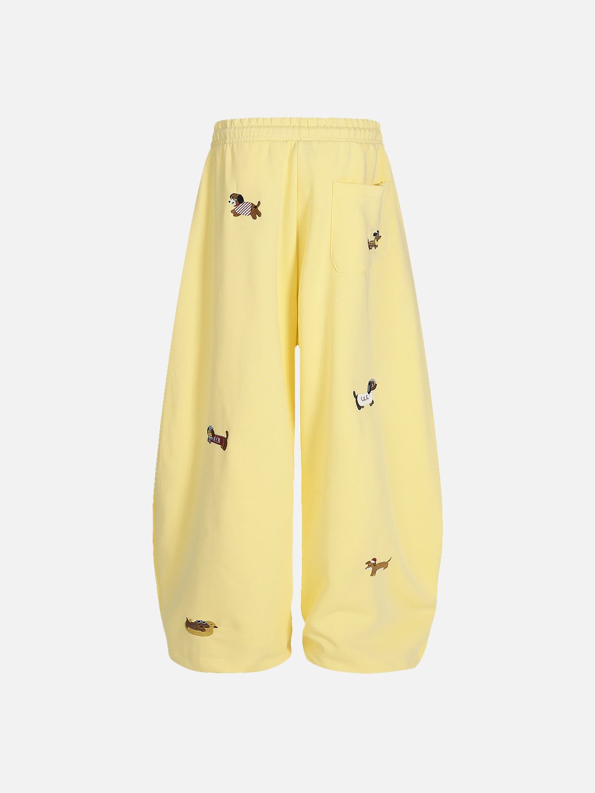 Labellarossa Embroidery Dog Baggy Barrel Sweatpants