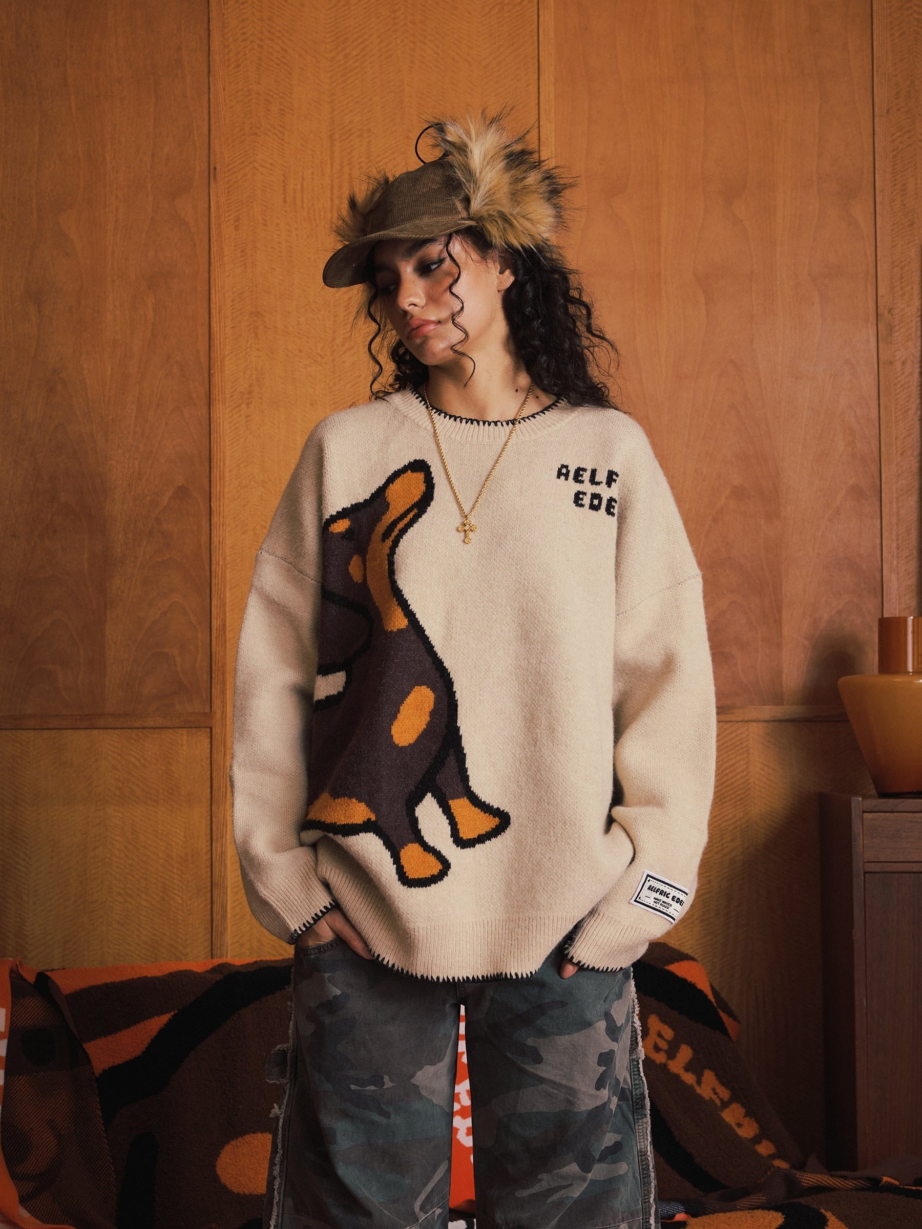 Hand Drawn Dachshund Jacquard Sweater