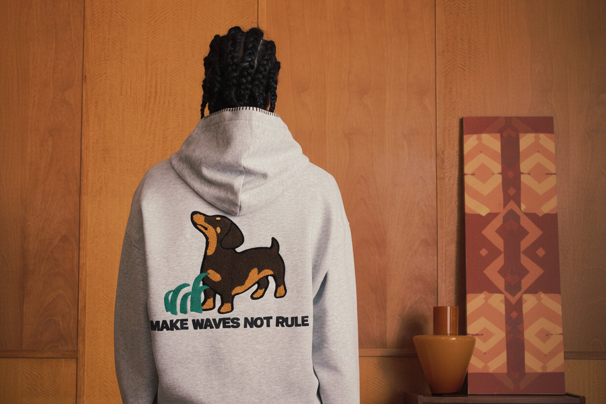 Towel Embroidery Dachshund Pullover Hoodie