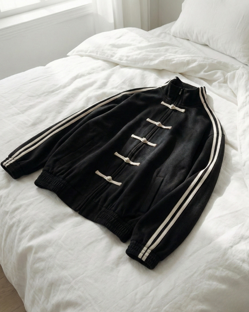Black Dual-Stripe Boxy Jacket