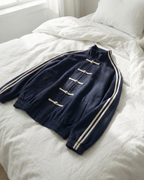 Navy Dual-Stripe Boxy Jacket