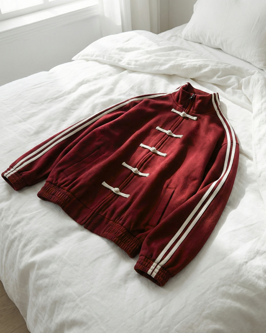 Red Dual-Stripe Boxy Jacket