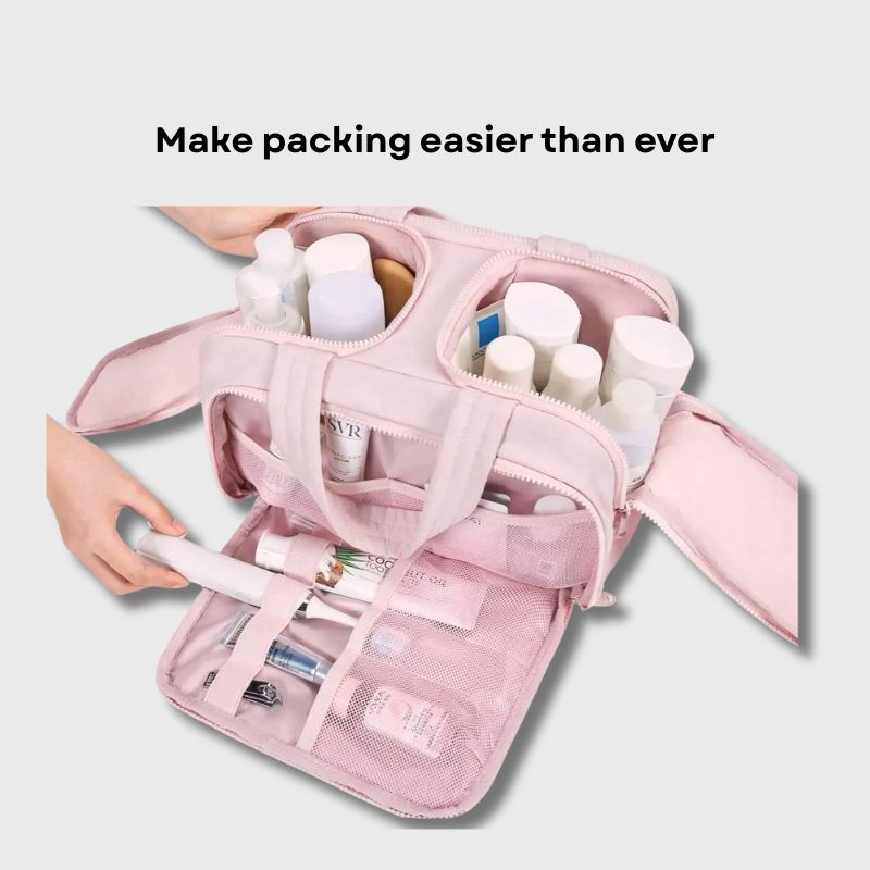 Large Waterproof 4-in-1 Travel Toiletry Bag with Multiple Compartments
