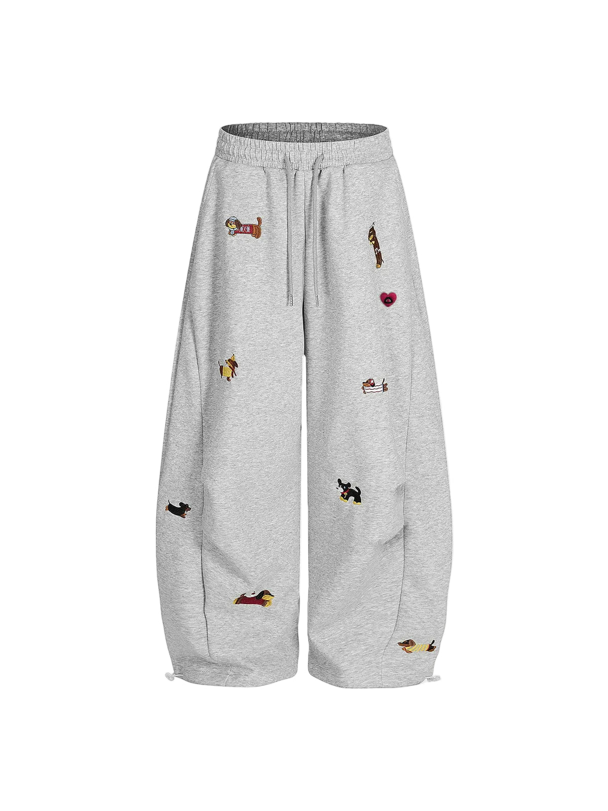 Labellarossa Embroidery Dog Baggy Barrel Sweatpants