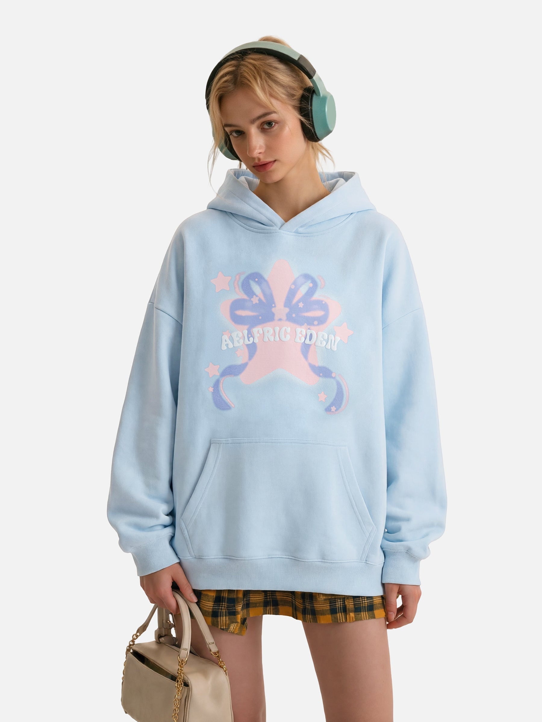 Oversized Blurring Bow Hoodie