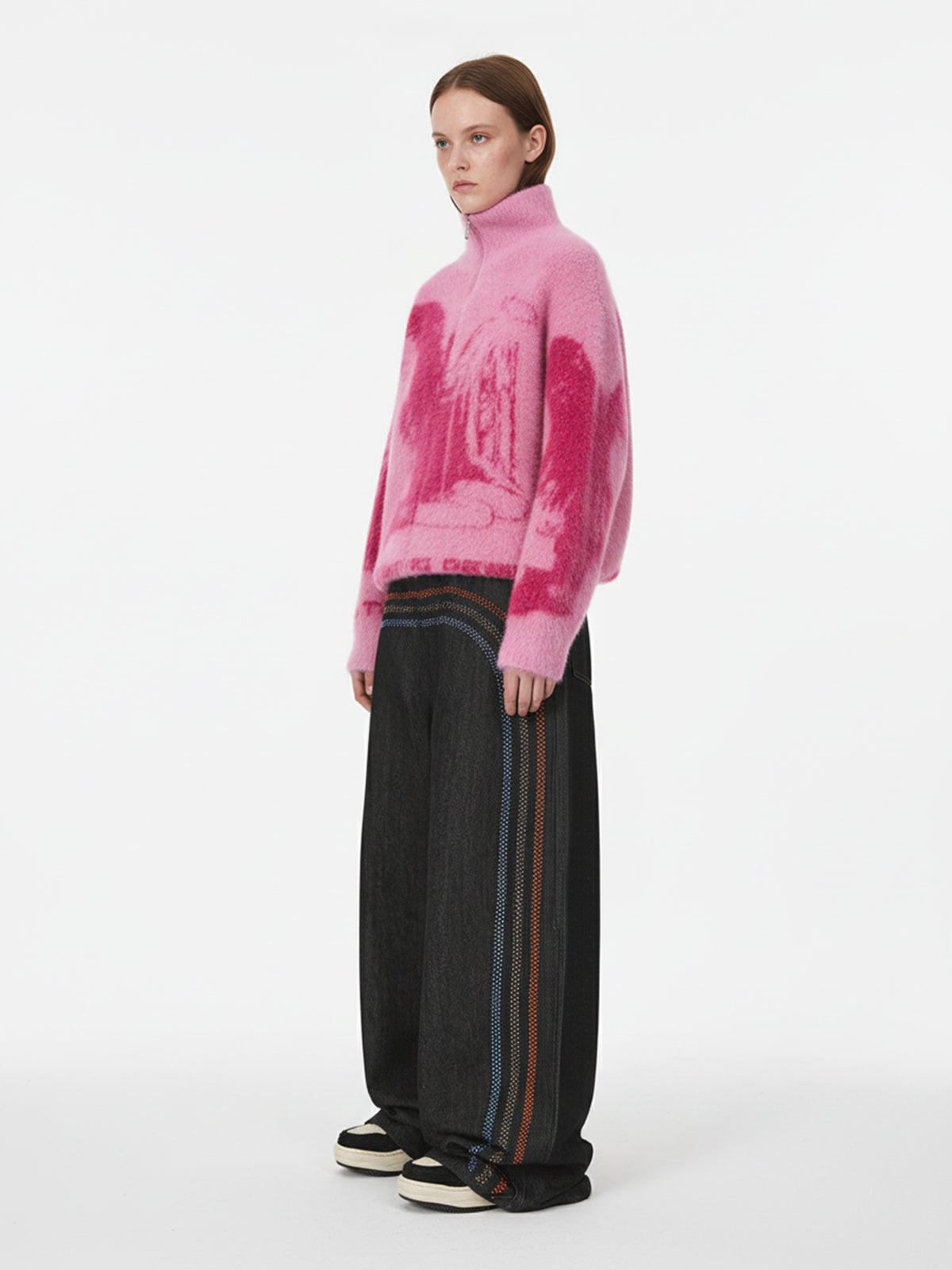 Street Subculture Angel Jacquard Cardigan Sweater