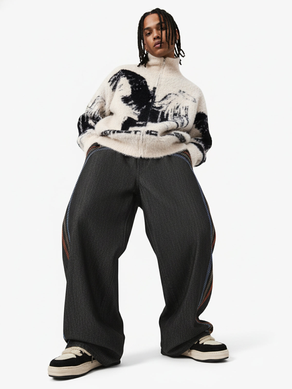 Street Subculture Angel Jacquard Cardigan Sweater