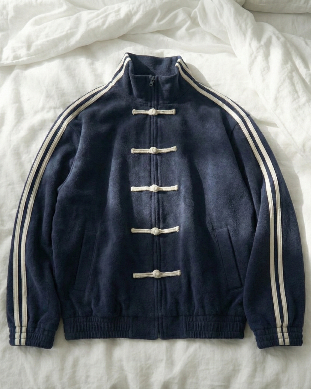 Navy Dual-Stripe Boxy Jacket