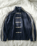 Navy Dual-Stripe Boxy Jacket