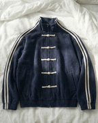 Navy Dual-Stripe Boxy Jacket