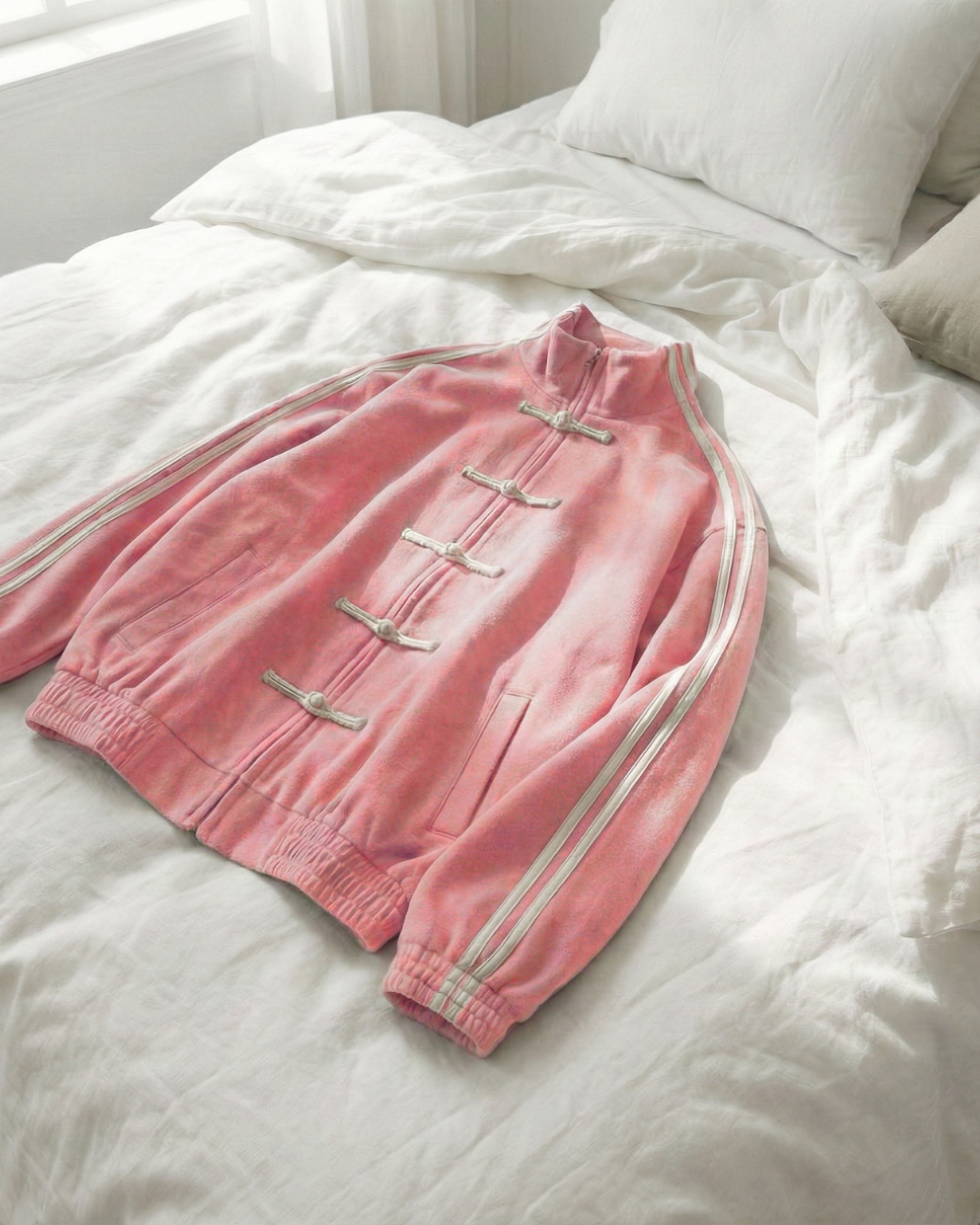 Pink Dual-Stripe Boxy Jacket