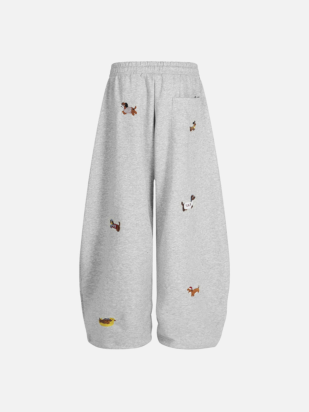 Labellarossa Embroidery Dog Baggy Barrel Sweatpants