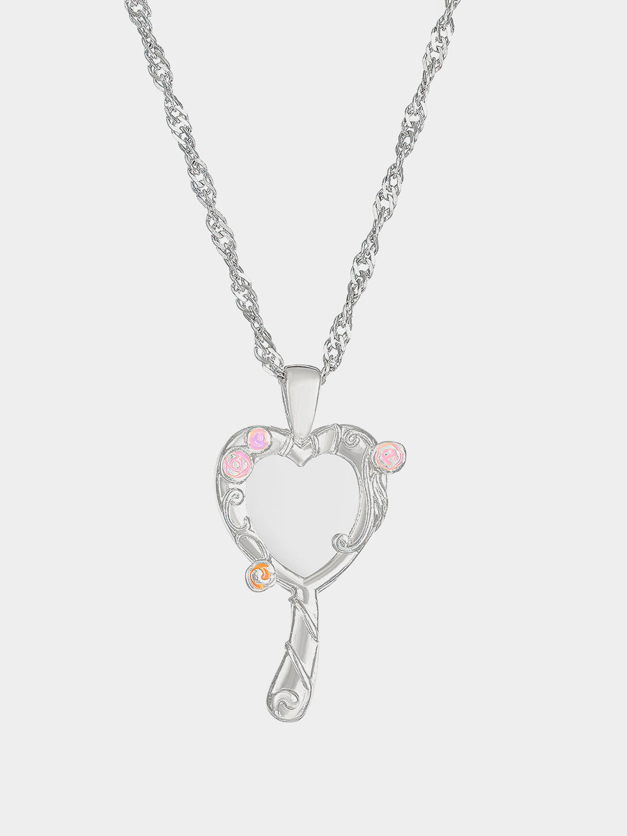 Enchanting Heart Magic Mirror Necklace - Fairytale Inspired Opalescent Pendant Jewelry
