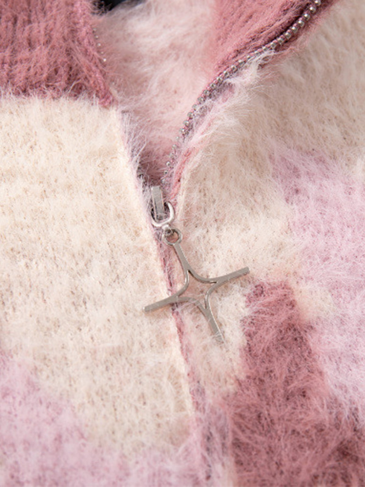 Contrast Stripe Butterfly Jacquard Half-zip Sweater