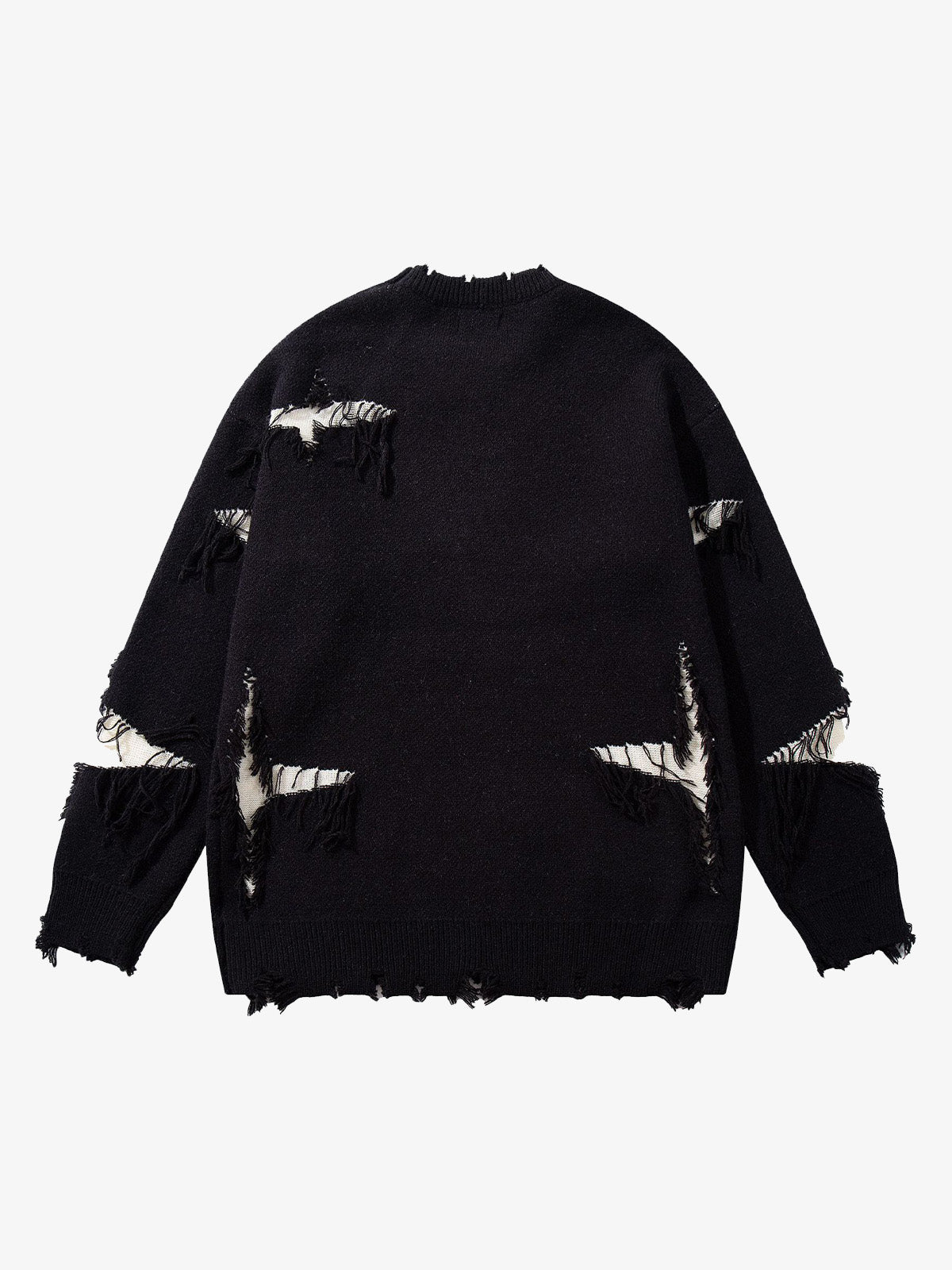 Hip-Hop Dark Skull Frayed-Edge Knit Sweater