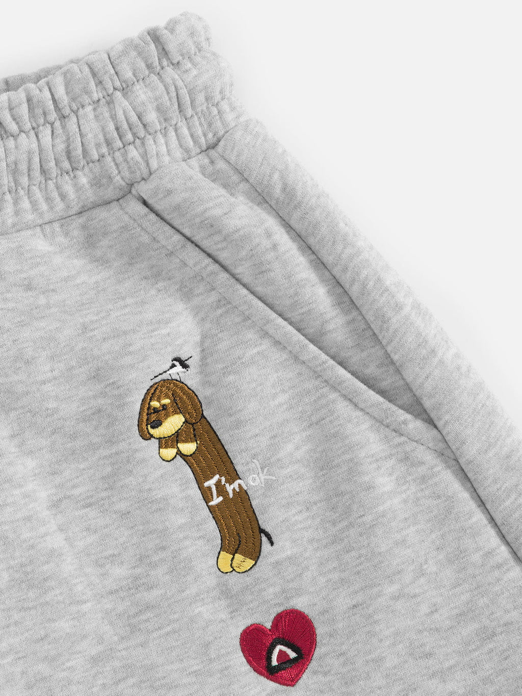 Labellarossa Embroidery Dog Baggy Barrel Sweatpants