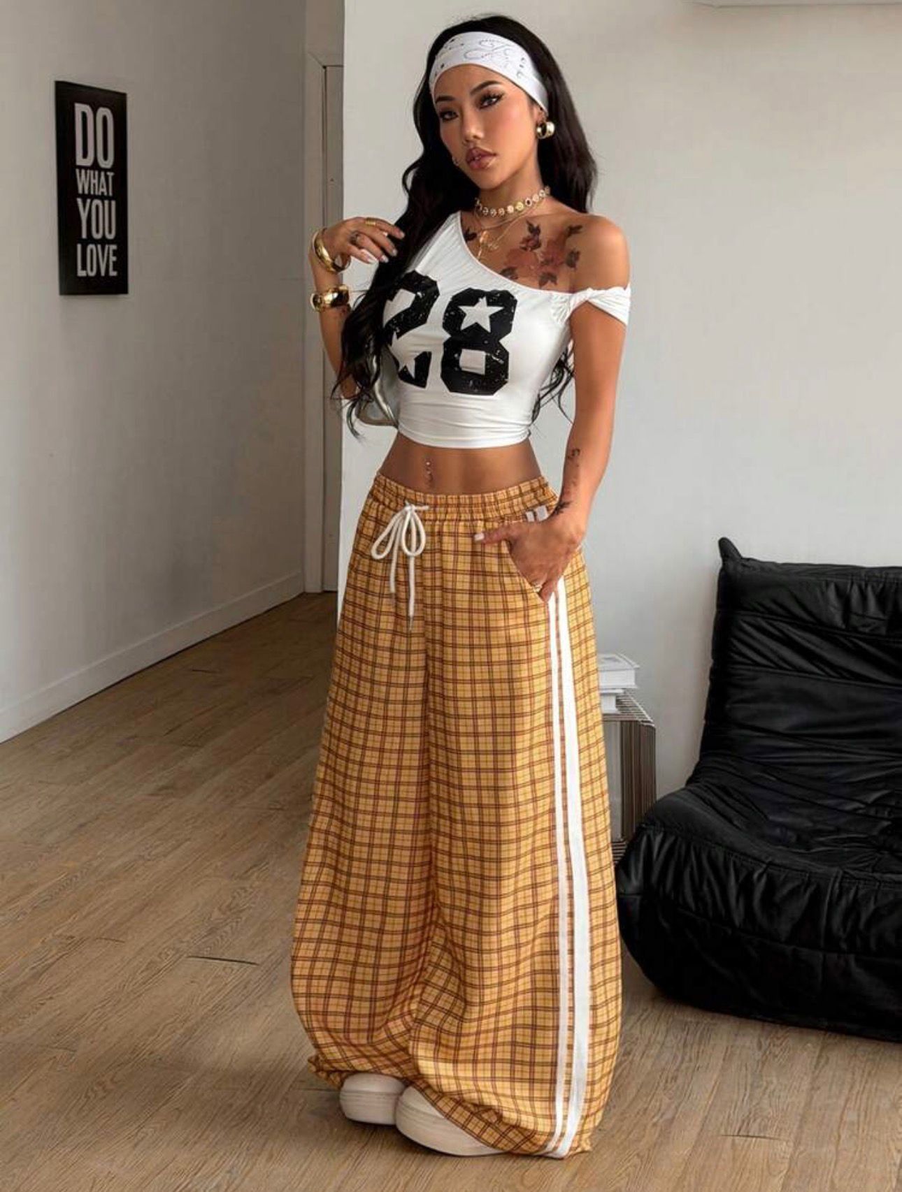 Amber Tartan Y2K Baggy Pants