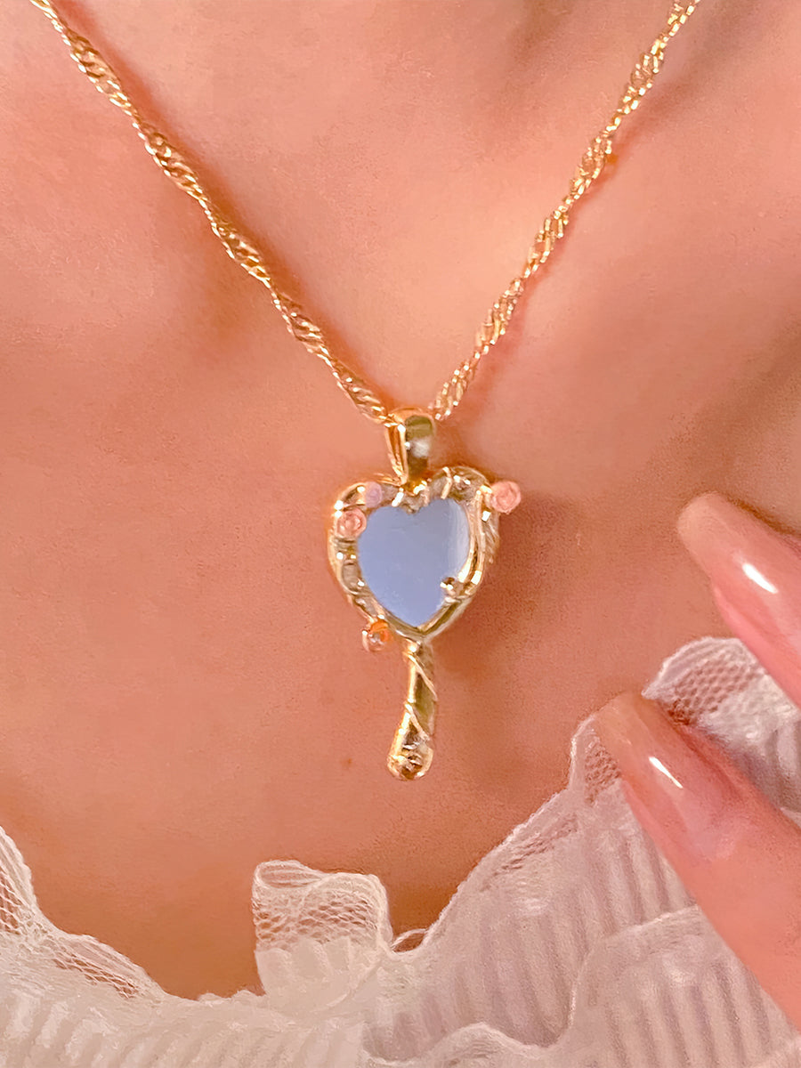 Enchanting Heart Magic Mirror Necklace - Fairytale Inspired Opalescent Pendant Jewelry
