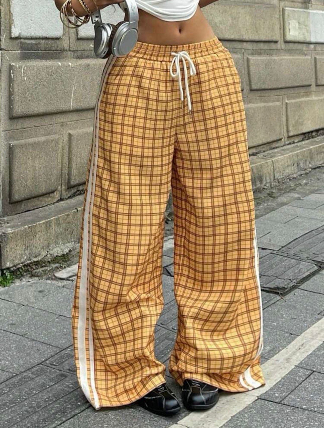 Amber Tartan Y2K Baggy Pants