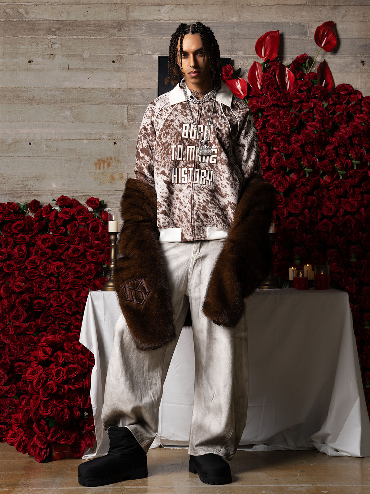 Retro Statement Snow Leopard Fleece Jacket