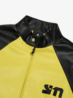 Original Contrast Color Leather Jacket