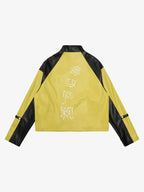 Original Contrast Color Leather Jacket