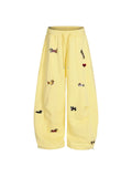 Labellarossa Embroidery Dog Baggy Barrel Sweatpants