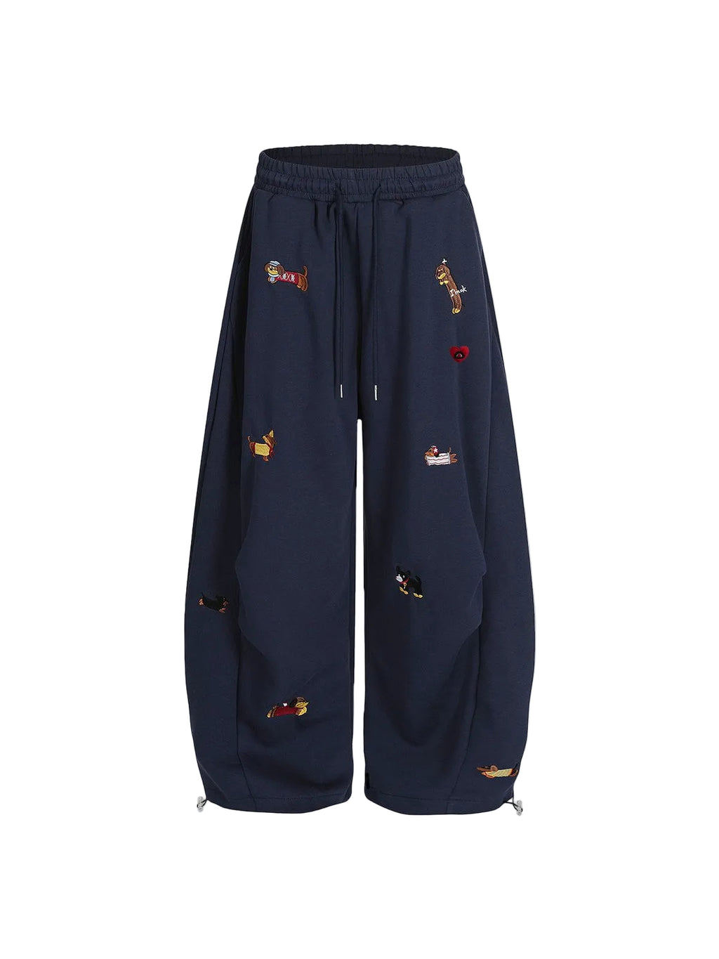 Labellarossa Embroidery Dog Baggy Barrel Sweatpants
