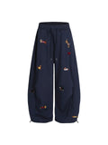 Labellarossa Embroidery Dog Baggy Barrel Sweatpants