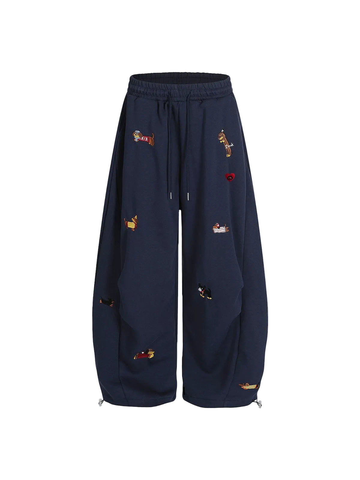 Labellarossa Embroidery Dog Baggy Barrel Sweatpants