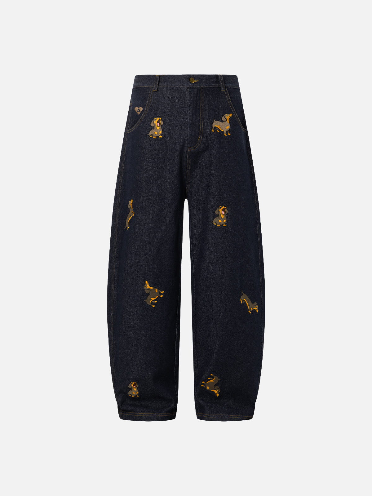Dachshund Embroidered Baggy Jeans