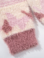 Contrast Stripe Butterfly Jacquard Half-zip Sweater