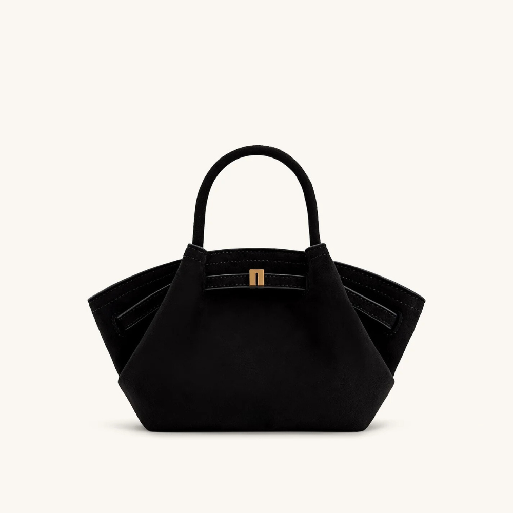 Luna Mini Faux Suede Tote Bag Compact Roomy Everyday Shoulder
