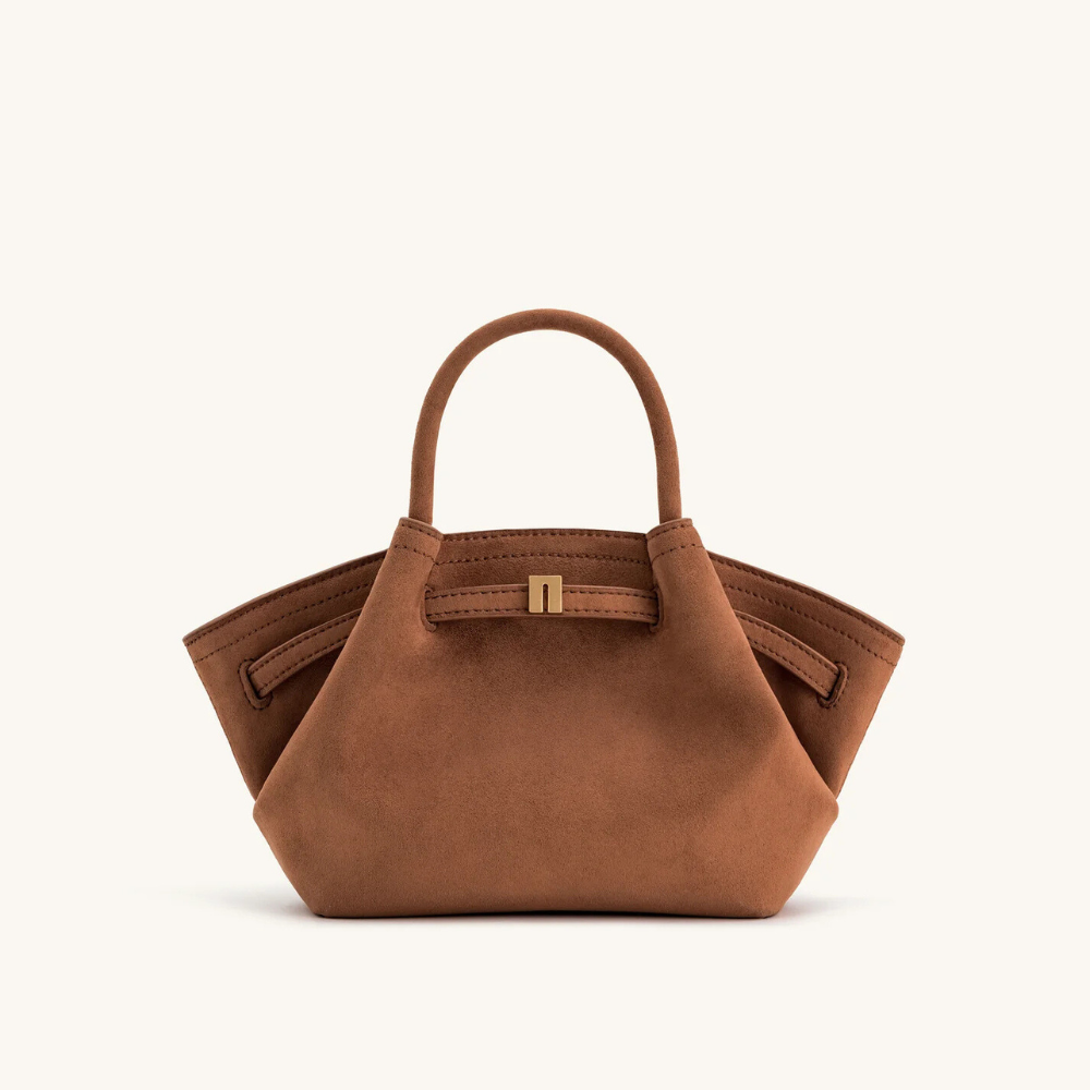 Luna Mini Faux Suede Tote Bag Compact Roomy Everyday Shoulder