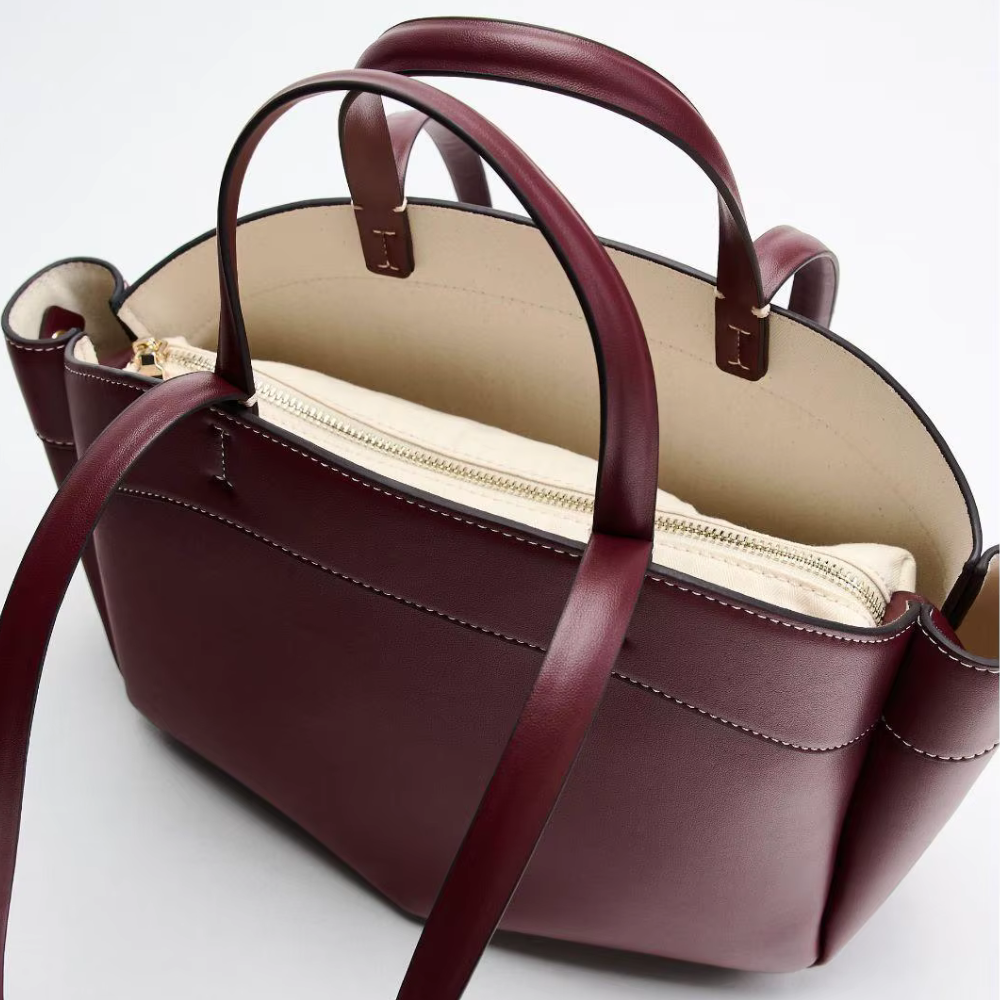 Sorella Vegan Leather Tote with Removable Zippered Inner Organizer