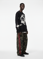Hip-Hop Dark Skull Frayed-Edge Knit Sweater