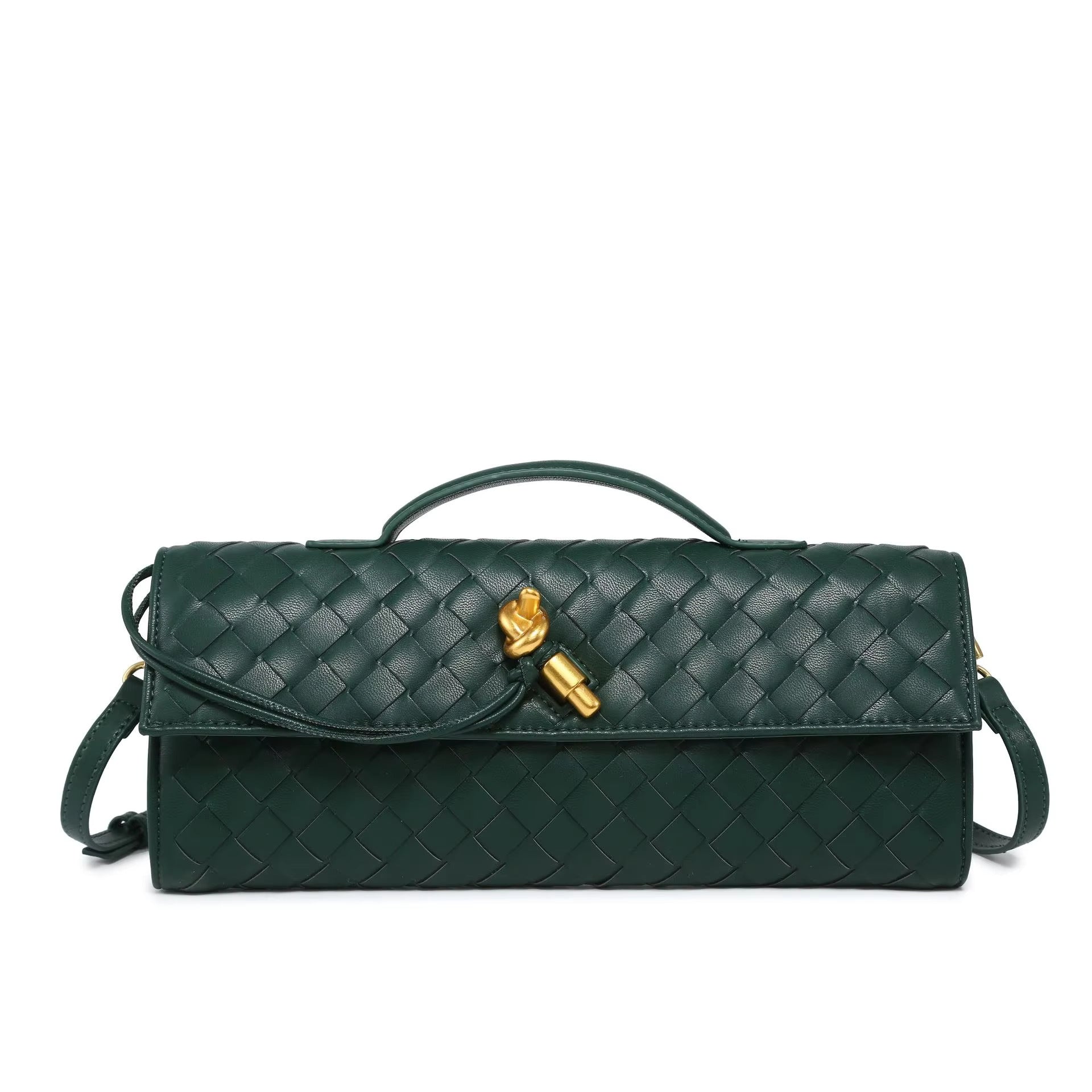 Andeamo Woven Leather Clutch Bag with Removable Shoulder Strap