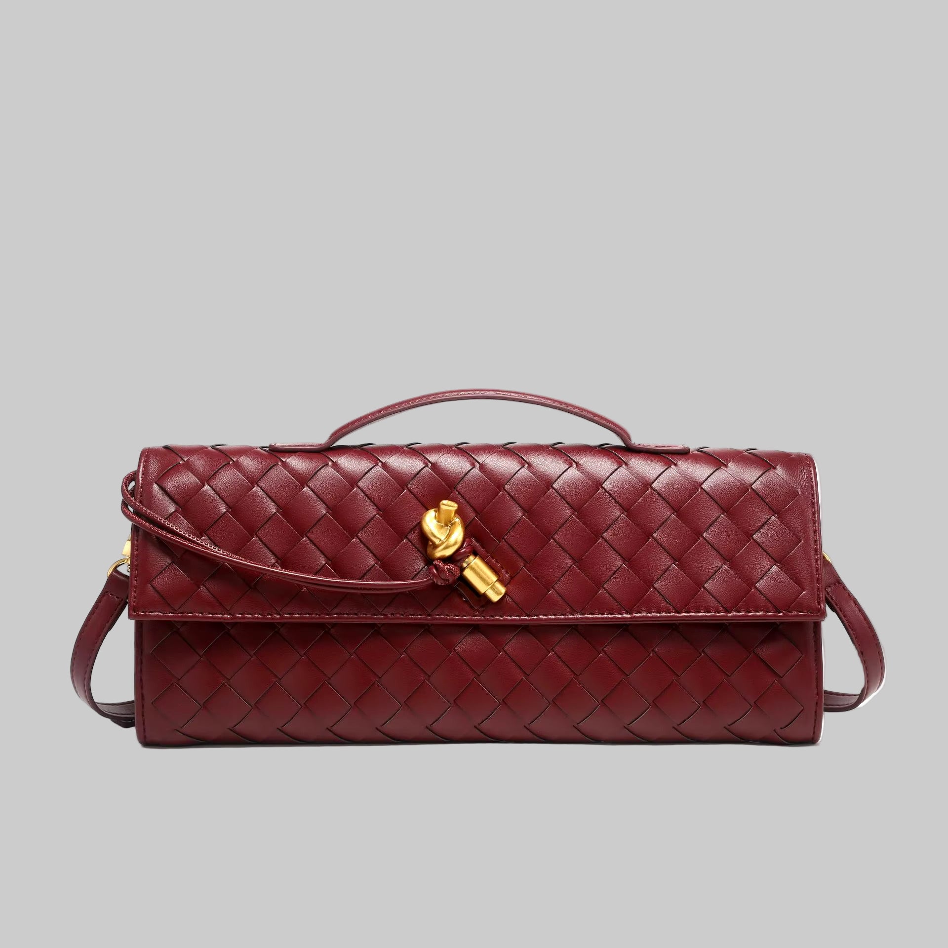 Andeamo Woven Leather Clutch Bag with Removable Shoulder Strap