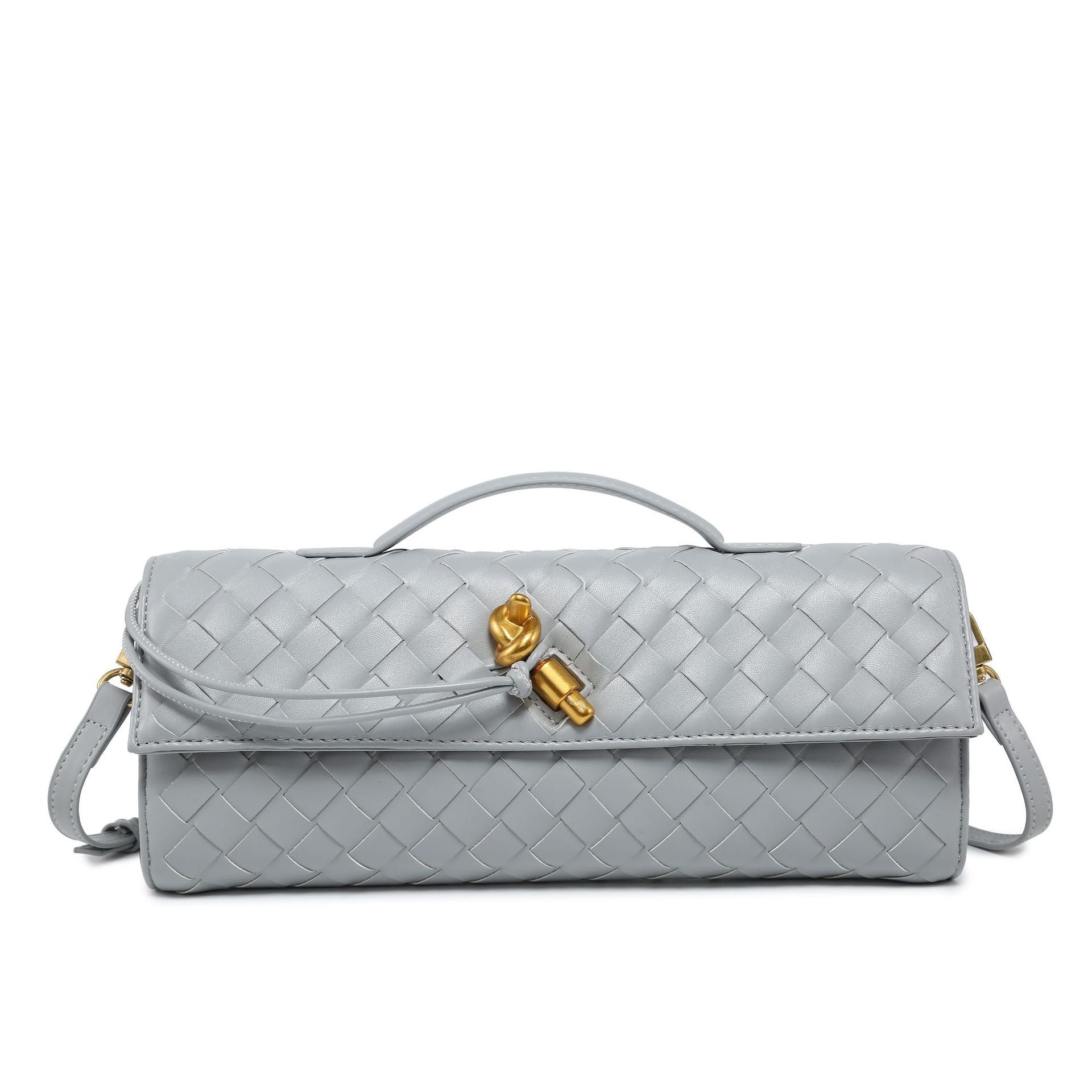 Andeamo Woven Leather Clutch Bag with Removable Shoulder Strap