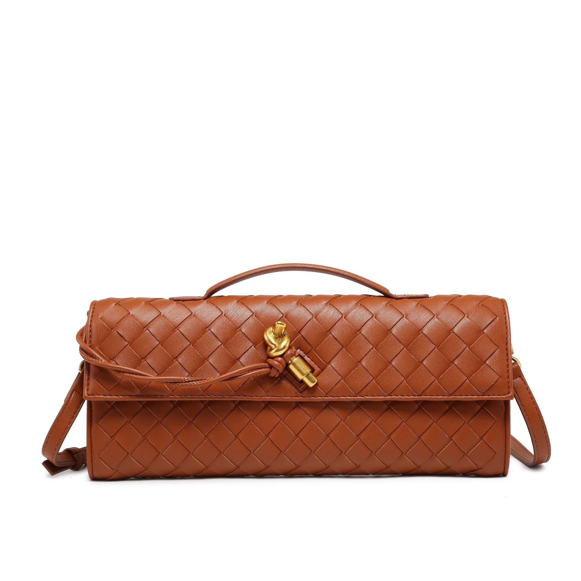 Andeamo Woven Leather Clutch Bag with Removable Shoulder Strap
