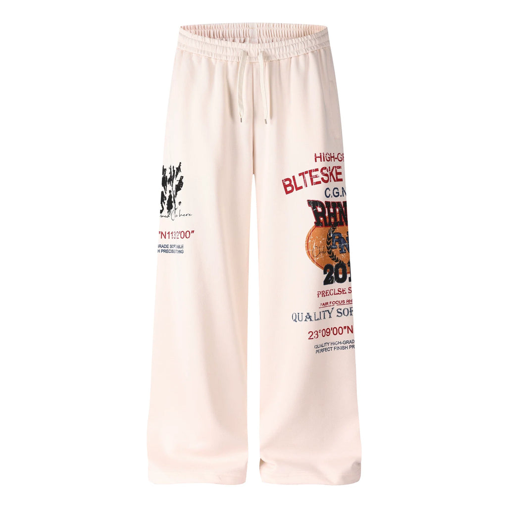 Unisex Vintage Grafiti Baskılı Bol Kesim Düz Eşofman Altı