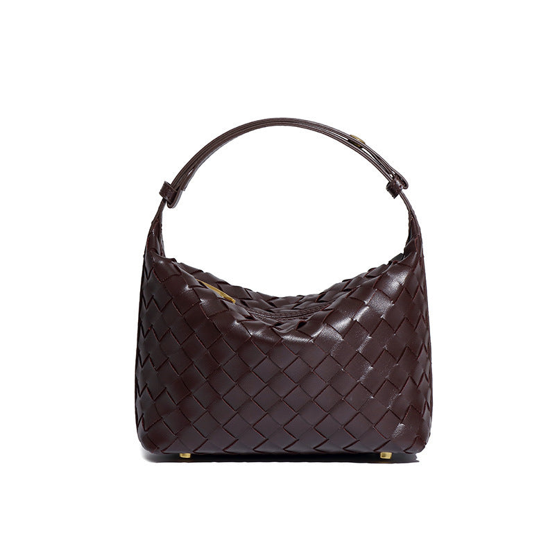 Evelyn Woven Leather Shoulder Bag Lightweight Ergonomic Everyday Carry