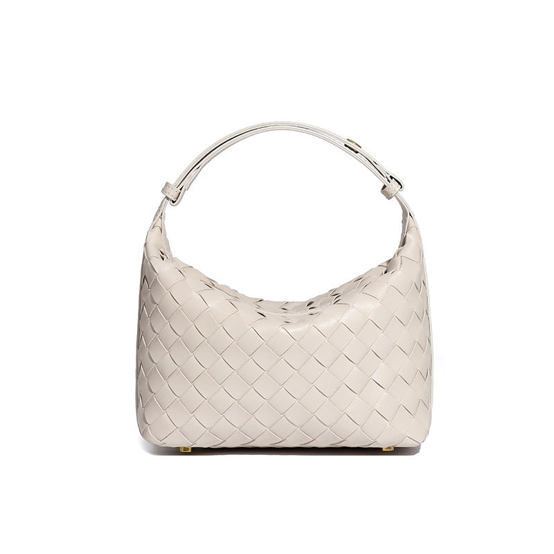 Evelyn Woven Leather Shoulder Bag Lightweight Ergonomic Everyday Carry