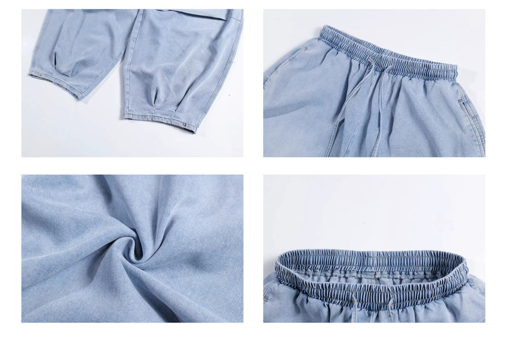 Unisex Amerikan Tarzı Yıpranmış Yıkamalı Bol Kesim Geniş Paça Kot Pantolon