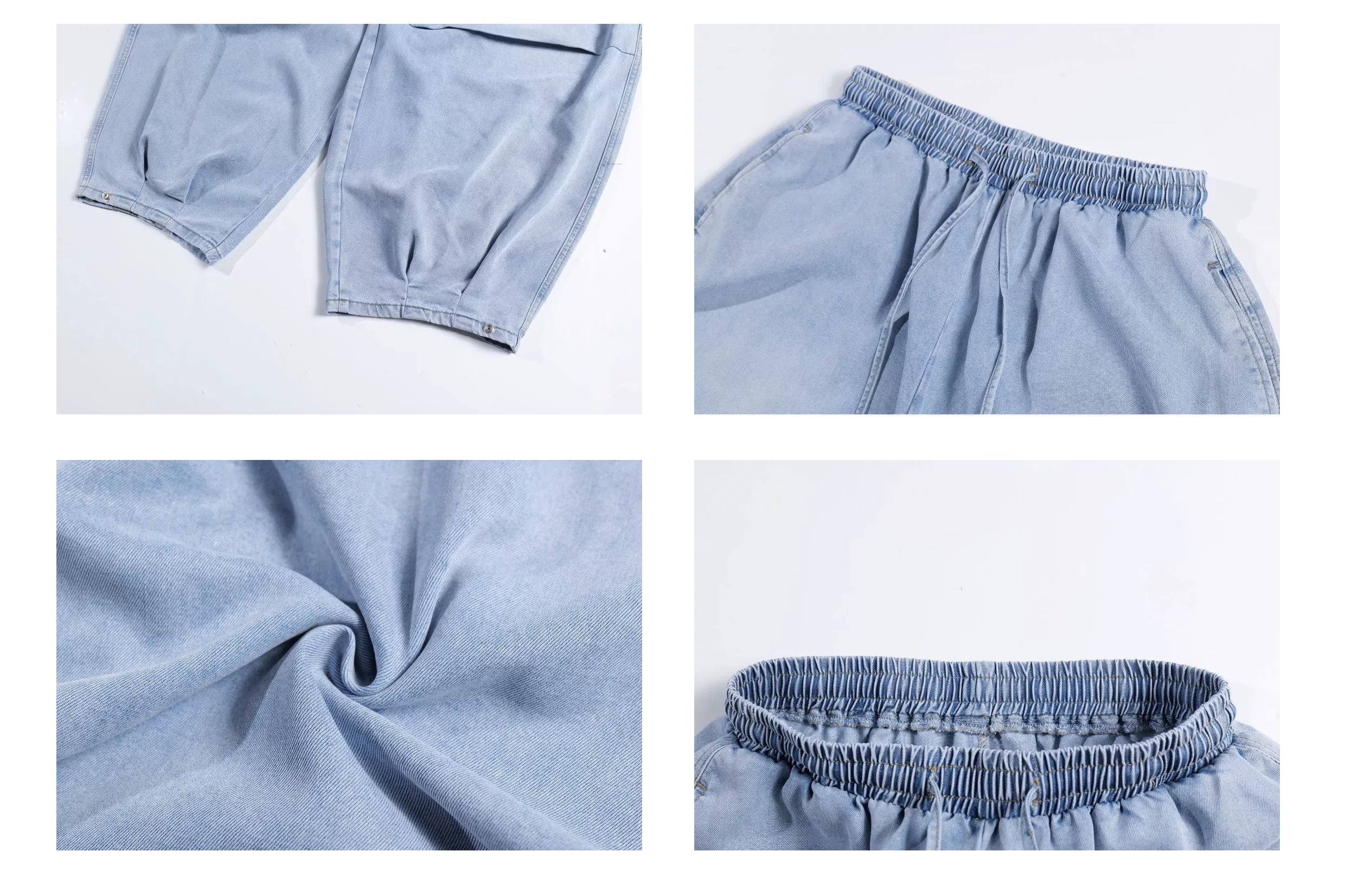 Unisex Amerikan Tarzı Yıpranmış Yıkamalı Bol Kesim Geniş Paça Kot Pantolon